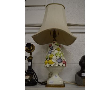 Colourful pottery table lamp.