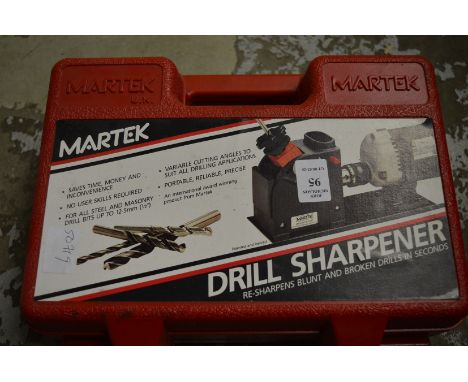 A boxed drill bit sharpener.