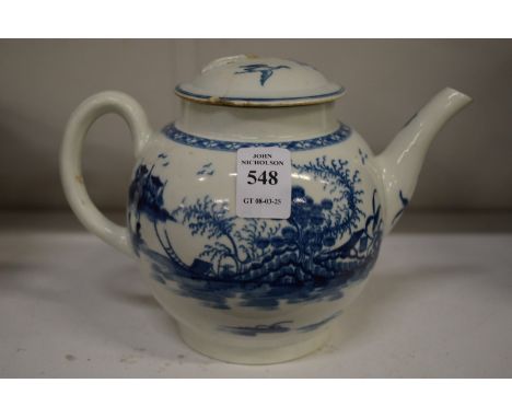 A Worcester blue and white teapot (faults).