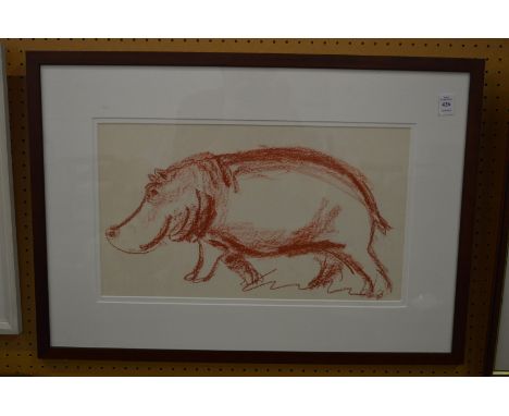 Arthur Azevedo, Hippopotamus, crayon on paper.