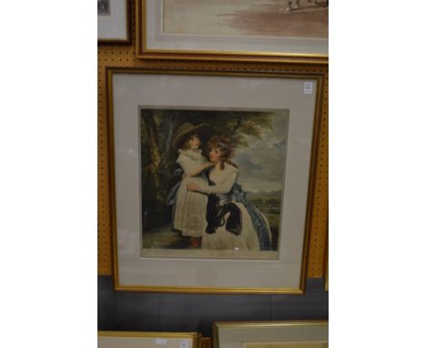 After Joshua Reynolds, portrait of Margaret Somers-Cocks and her niece, colour print.