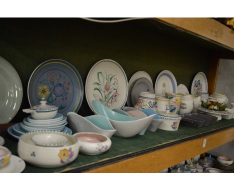 A good collection of Poole pottery to include plates, bowls, jugs, hors d'oeuvres dishes etc.