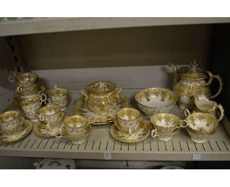 A late 19th century gilt decorated part tea service.