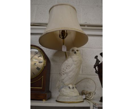 A pottery owl table lamp designed by Raymond Watson (restored).