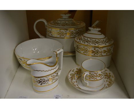 Late 19th century gilt decorated part tea service.