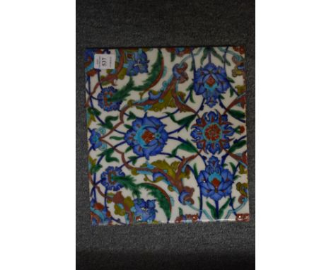 A large Isnic style glazed pottery tile.