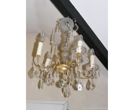 Five branch crystal drop ceiling light