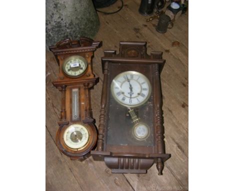 A wall clock/barometer thermometer, together with one other
