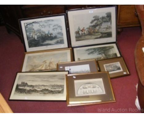 Sundry coloured hunting prints, Cowes yachting scene, etc.