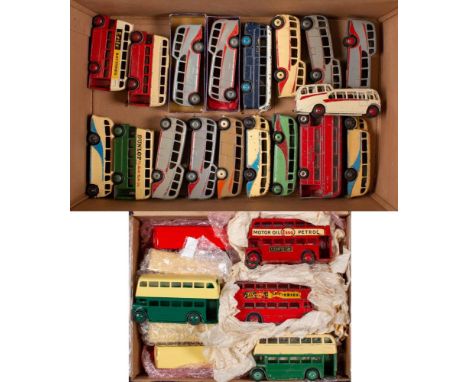 An unboxed group of various Dinky buses and coaches: including several observation coaches (playworn and some restoration)