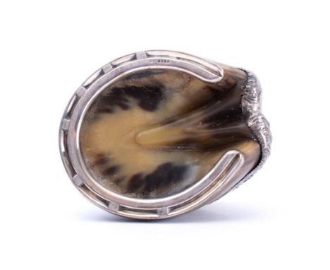 A Victorian silver mounted horse hoof inkwell 'Bantam 1870 to 1885', maker Charles Henry Dumenil, London 1885: the underside 