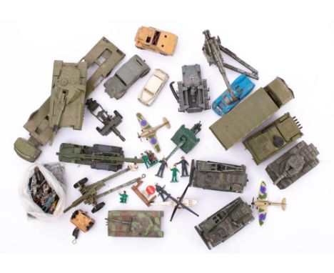 Corgi , Dinky and others. An unboxed collection of various military vehicles: including Dinky AEC  Articulated lorry and Chie