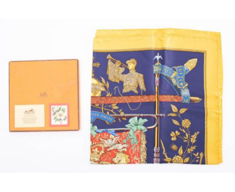 Hermes, Paris. A silk Silver Jubilee 1977 scarf in original box.: