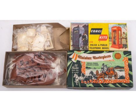 A Corgi Kits No 610 'Police & Public Telephone Boxes: together with a Miniature Masterpieces 'Wells Fargo Stagecoach kit (2) 