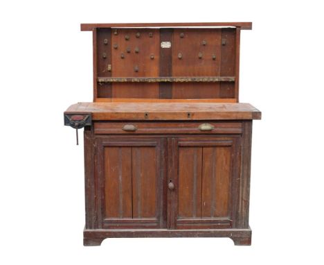 An early 20th The 'Compactum' Tool Chest by Marples: with rising  tool rack with enamel  maker's label as per title over benc