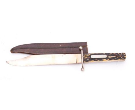 A Bowie style knife by Harrison Brothers & Howson: the clipped back blade signed as per title over steel hilt with ball quill