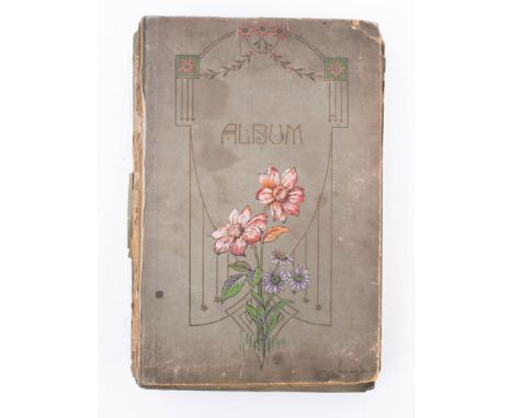 An Edwardian postcard album and contents:  including GB topographical, IOM, portrait, humour and other subjects, including tw