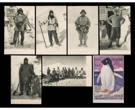 British Antarctic 'Terra Nova' Expedition 1910-1913. A group of seven postcards from the Herbert Ponting (1870-1935) lectures