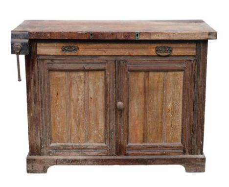 An early 20th The 'Compactum' Tool Chest by Marples: with rising  tool rack with enamel  maker's label as per title over benc