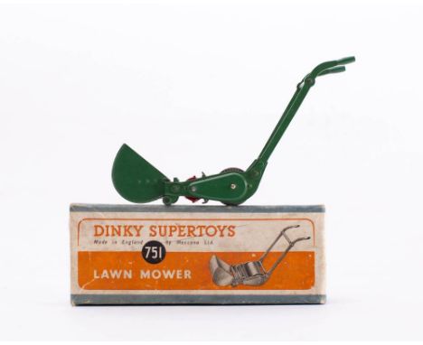 Dinky Supertoys No 751 Lawn Mower: green chassis with red blades, in blue card picture label box.