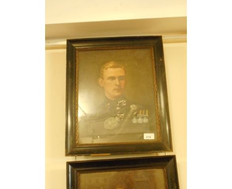 A hand touched portrait photograph on panel of 'Lieutenant Lewis Hall, Rifle Brigade': together with three others of 'Lewis D