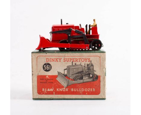 Dinky Supertoys No 561 Blaw Knox Bulldozer: re with cream driver, black wheels and treads, original inner packing in a green 