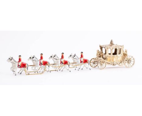 Lesney Products & Co, London. A boxed large scale Coronation Coach: metallic gold Coach with figure of Queen Elizabeth, metal