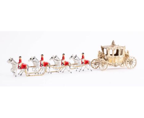 Lesney Products & Co, London. A boxed large scale Coronation Coach: metallic gold Coach with figure of Queen Elizabeth, metal