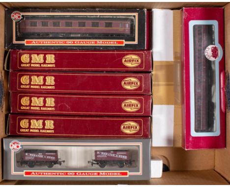 Airfix and other HO/OO scale. A boxed group of passenger coaches including GWR 'Cornish Riviera Ltd'.: