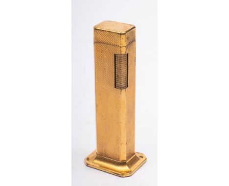 A Dunhill Tallboy table lighter: with gilt machine engraved finish. 