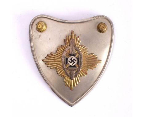 A Second World War German Nationalsozialistische Kriegsopferversorgung (NSKOV) Standard Bearer Gorget: with Iron Cross on a d