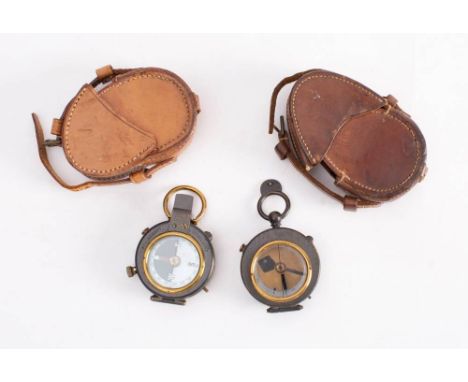 A Cbynite Vernier Compass by J H Steward, London,: abalone dial in a lacquered brass case, in a brown leather case date '1918