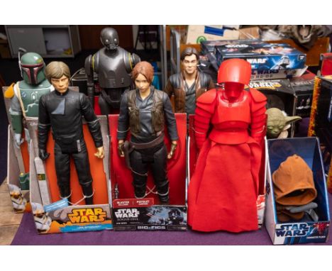 Jakks Pacific Star Wars and others. A boxed group of large scale action figures including Boba Fett: together with an interac