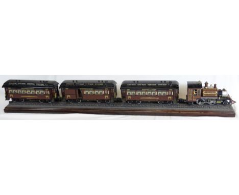 Large Scale Retro Plastic Model Train "Pennsylvania Rail Road" Includes the Locomotive and 3 Cars. Unsigned. Last Car with Br