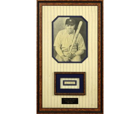 Framed Babe Ruth Cut Autograph with Babe Ruth Photograph. Provenance and COA: Memorabilia, Ltd., La Costa, California (label 