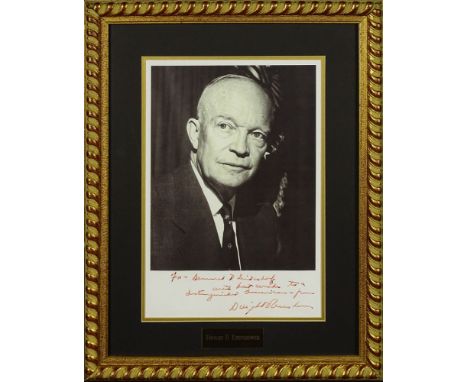 Framed Photograph of President Dwight D. Eisenhower with Signed Inscription to Samuel D. Leidesdorf "For-Samuel D Leidesdorf 