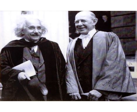 Framed Enlarged Replication of a Photograph Depicting Albert Einstein and Samuel P. Leidesdorf. Inscribed Merry Xmas to S.P. 