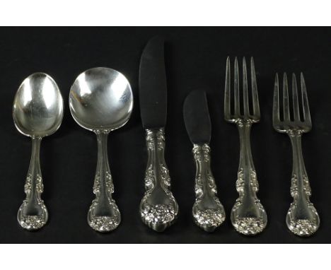 Gorham Melrose Seventy-Two (72) Piece Sterling Silver Flatware Service Including: Twelve (12) Dinner Forks 7-1/8; Twelve (12)