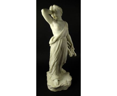 19th Century Italian Carved Carrera Marble Sculpture "Sapho" by E. Gazzeri, Italian (b. 1866) Signed E, Gazzeri Roma and Init