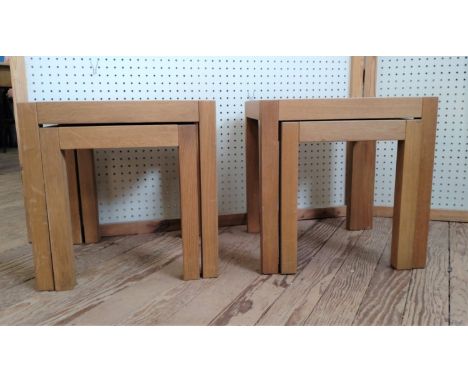 Two pairs of light oak tables.  45 x 45 x 40cm each 