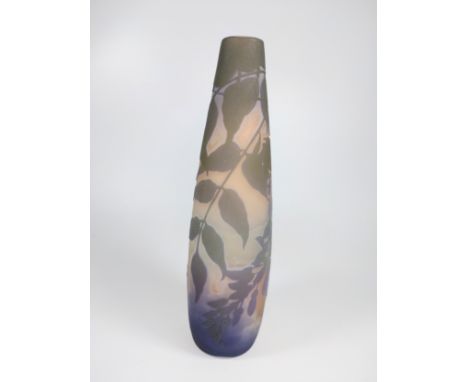 A Galle glass overlay vase, with a Galle-style signature 27.5cm.