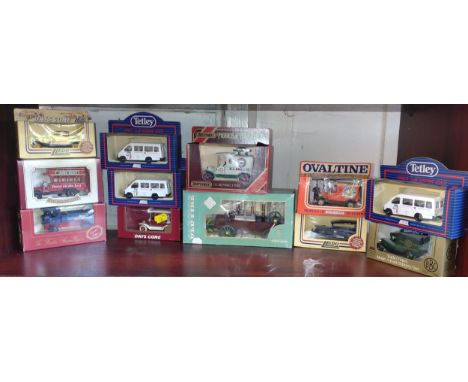 Brumm 1804 Fire Engine, Matchbox M.O.Y Ford Heinz Van and ten Lledo and Oxford Diecast commercials, all in window boxes (12) 