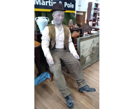 A plaster and wood  model of a gentleman, shown seated. vintage. 