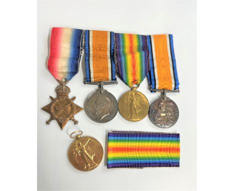 First World War medals. to Pte. 21064 P Williams Bedford regiment. And unnamed second word war medals together with ribbons. 