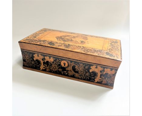 A Tunbridge Ware Card Box. Circa 1900. With playing cards.
