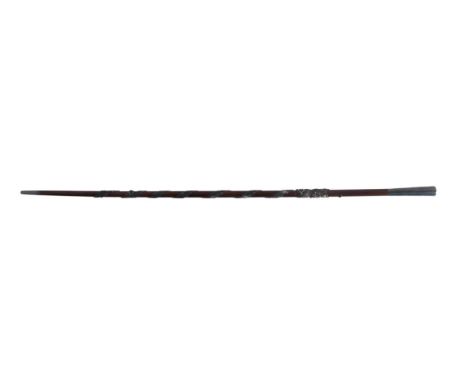 Chinese Wood Carved Wand w Dragon Enamel Size: 19 1/4 in.