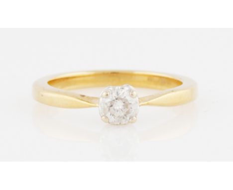 An 18ct yellow gold diamond solitaire ring, set with a round brilliant cut diamond, measuring approx. 0.33ct, hallmarked Shef