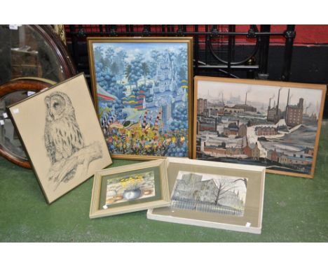 Gordon R Helston, WinchesterChristmas Evewatercolour, framed; others, framed prints (5) 