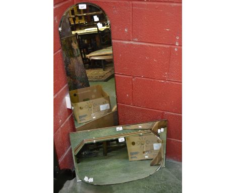 A Globe Brand arch top dressing mirror; three further mirrors (4)