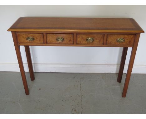 A new masur birch four drawer hall / side table,  made by a local craftsman to a high standard, 76cm tall x 110cm x 30cm 